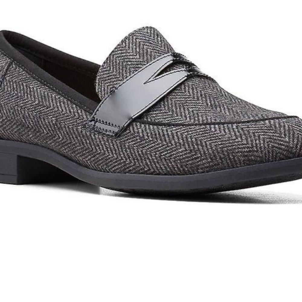 Clarks Women Trish Rose Loafers BLK combi Size 7 New